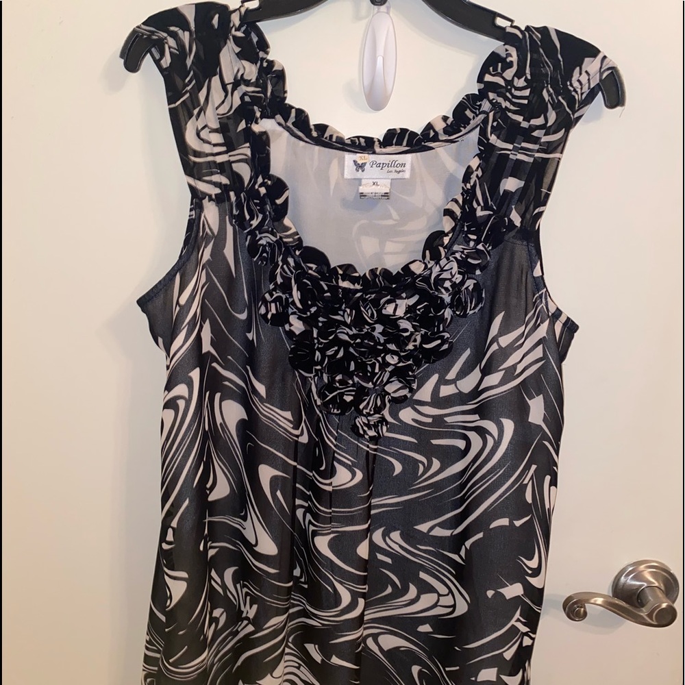 Papillon black & cream, X-large blouse
